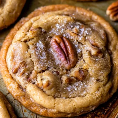 Thick and chewy butter pecan cookies on a plate, perfect for dessert or snack.
