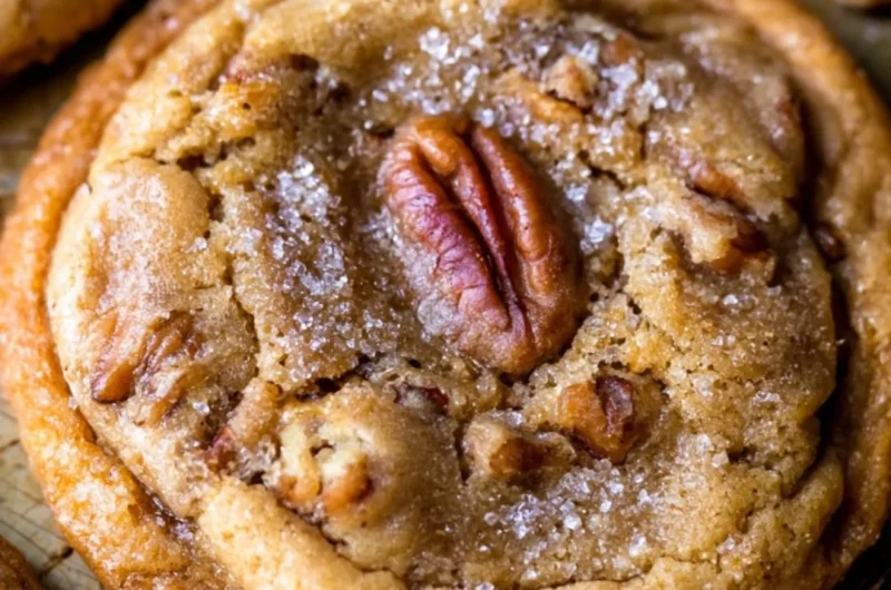 Thick and chewy butter pecan cookies on a plate, perfect for dessert or snack.