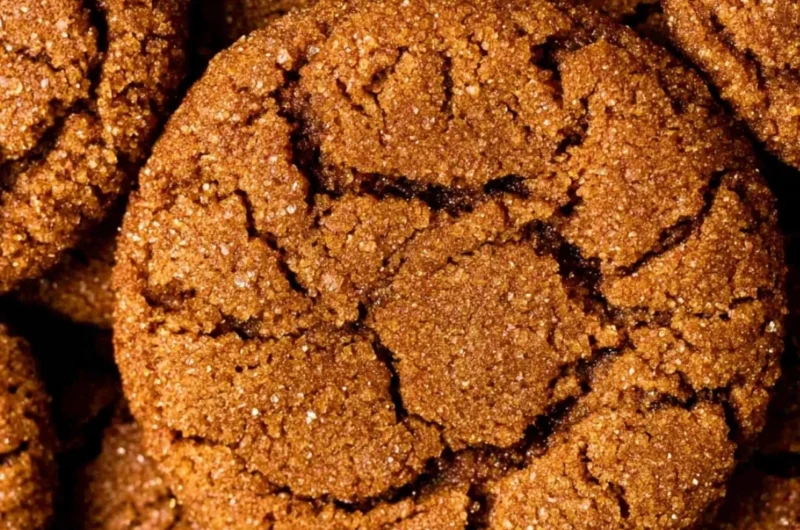 Chewy gingersnap cookies freshly baked and ready to enjoy.