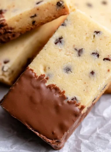 Delicious Chocolate Chip Shortbread Cookies on a cooling rack