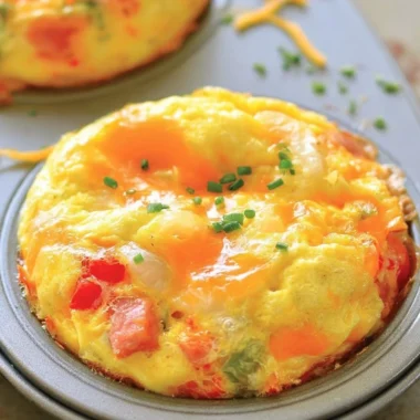Denver omelet muffins baked with peppers, onions, and cheese