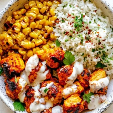 Street Corn Chicken Rice Bowl for a flavorful weeknight dinner
