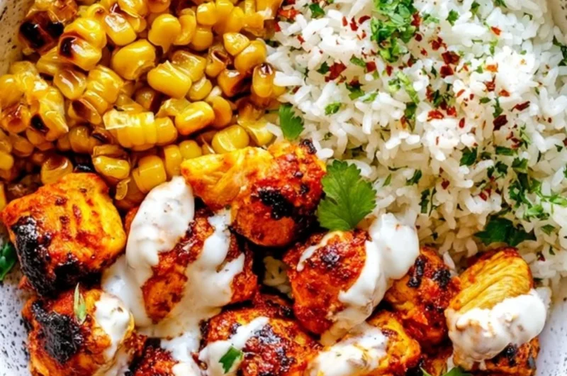 Street Corn Chicken Rice Bowl for a flavorful weeknight dinner